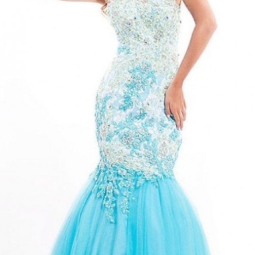 Elegant Blue Floral Gown